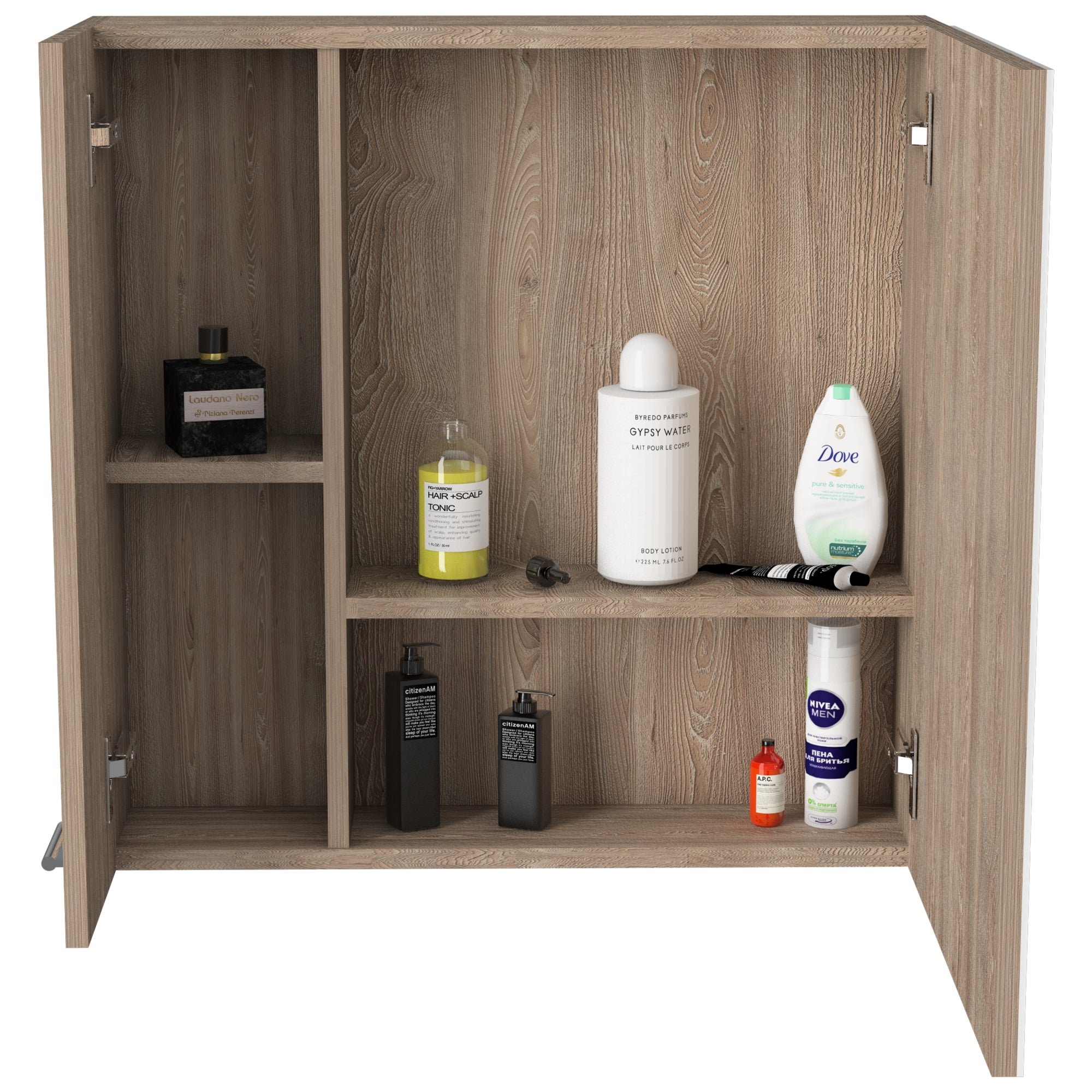 MUEBLE BAÑO FMFURNITURE BOTIQUIN 2 PUERTAS CON ESPEJO - FM-002C CAFÉ CLARO - 3