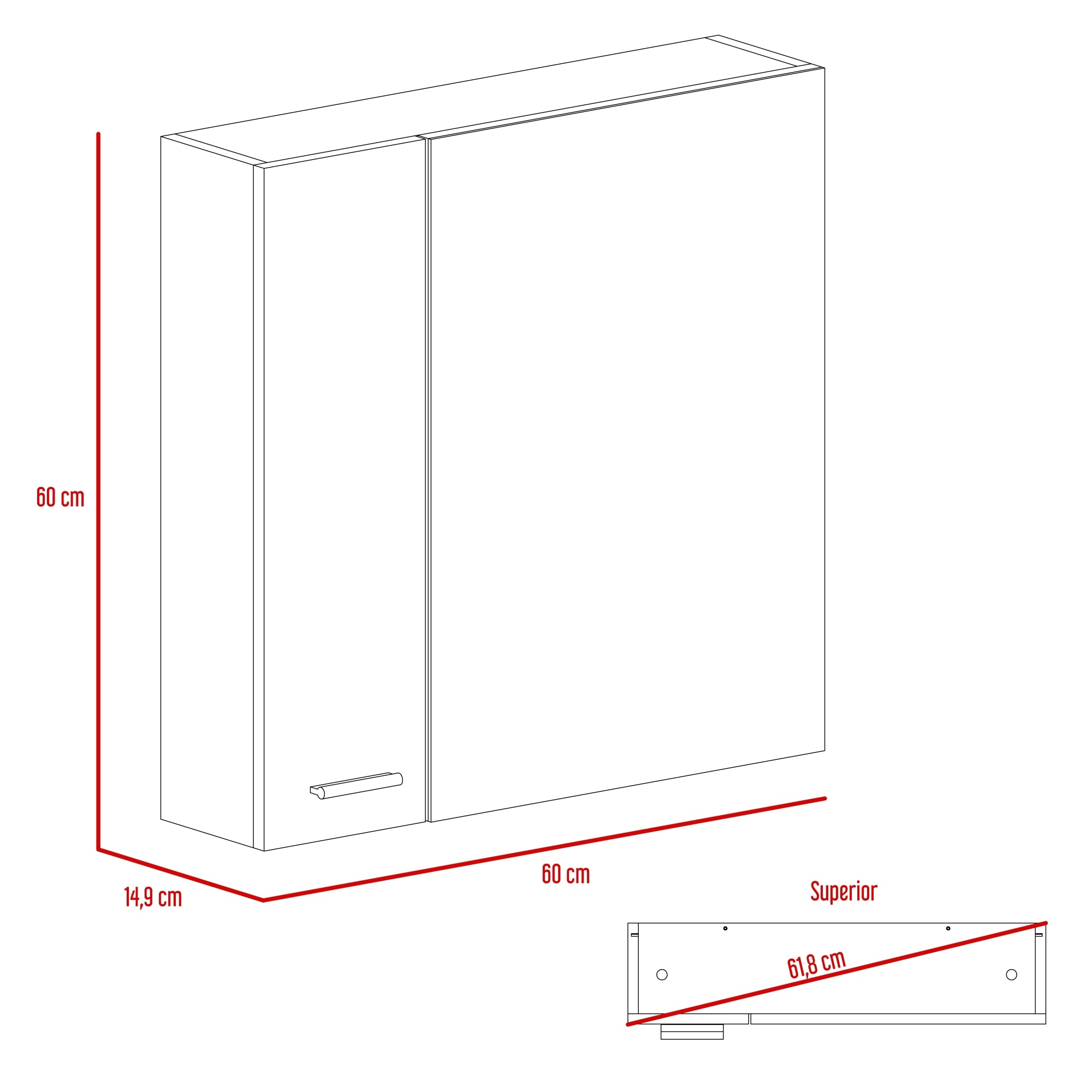 MUEBLE BAÑO FMFURNITURE BOTIQUIN 2 PUERTAS CON ESPEJO - FM-002C CAFÉ CLARO - 7