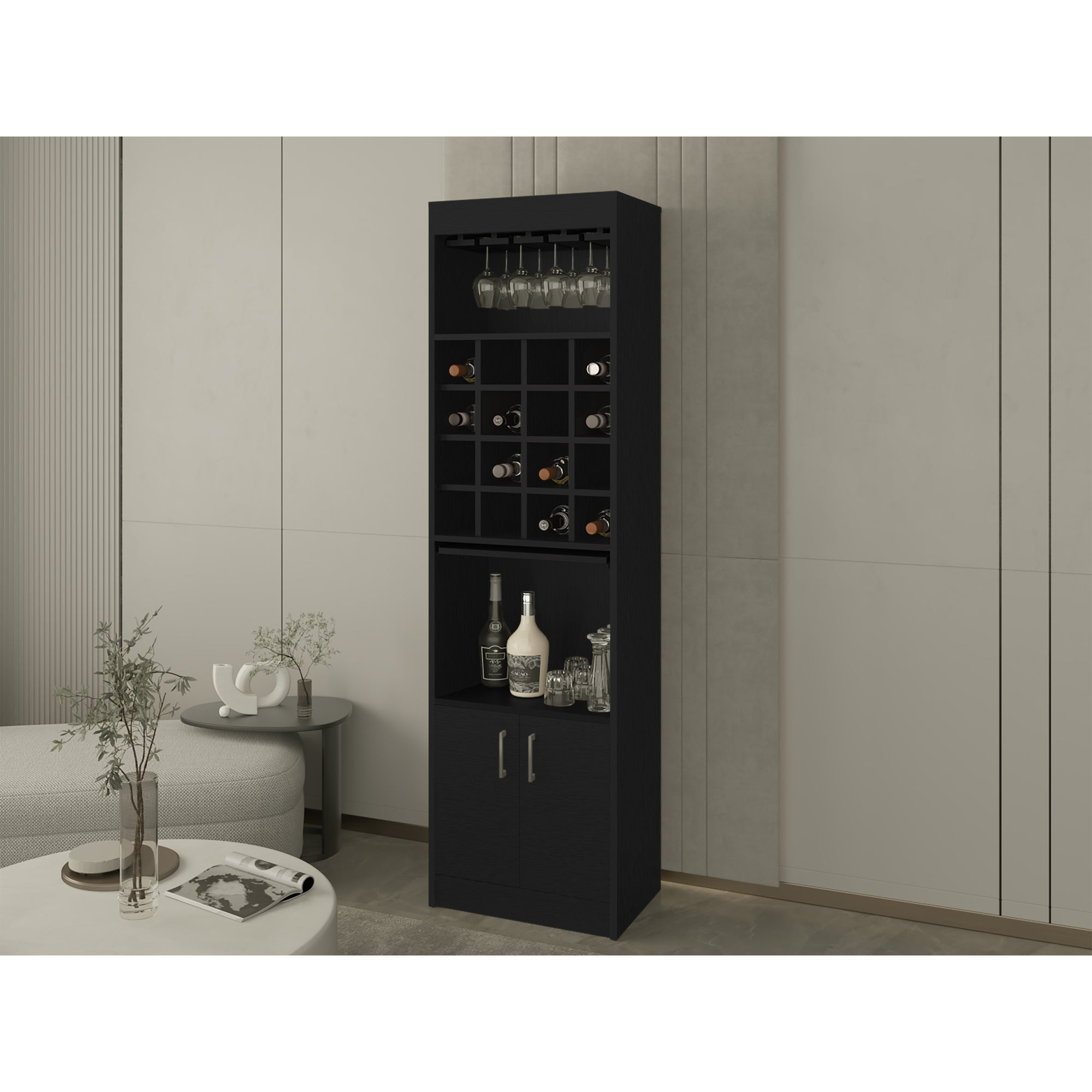 BAR ALTO 2 PUERTAS 16 BOTELLEROS FM-001N - NEGRO - 5