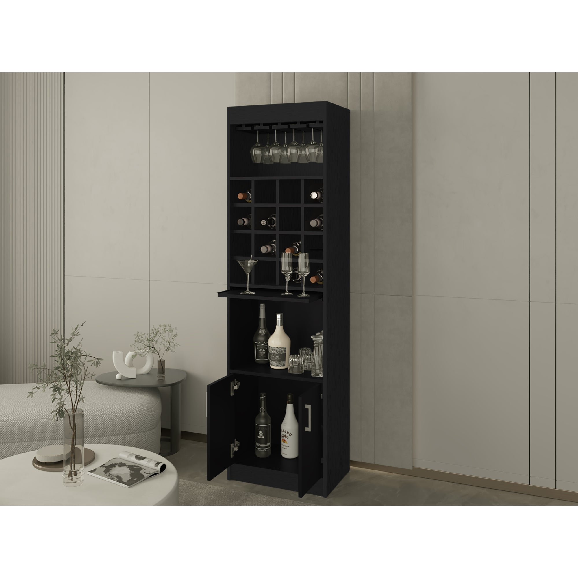 BAR ALTO 2 PUERTAS 16 BOTELLEROS FM-001N - NEGRO - 6