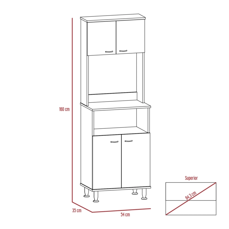MUEBLE MICROONDAS 4 PUERTAS FM-011C CAFÉ CLARO Y BLANCO - 6