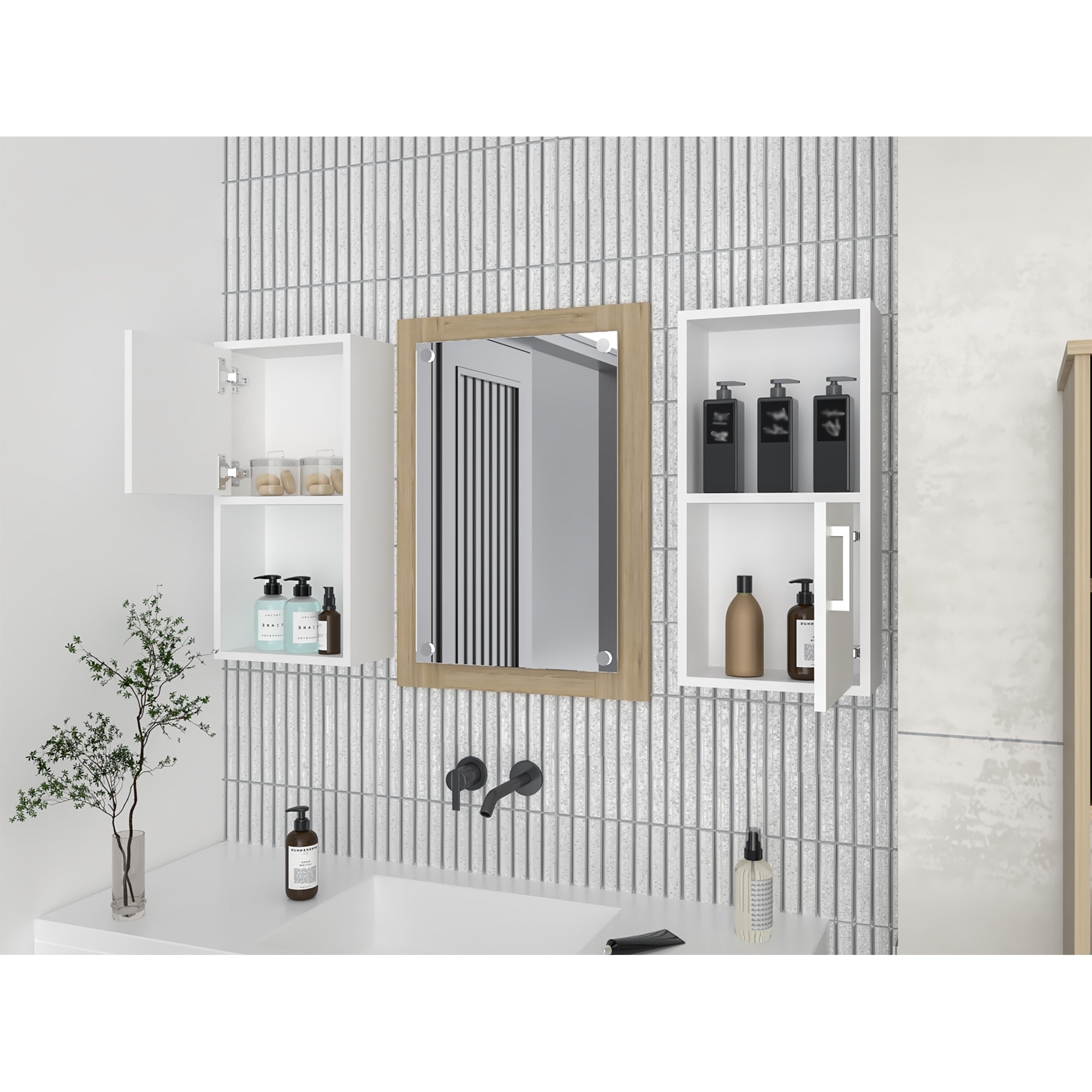 ORGANIZADOR FMFURNITURE MUEBLE BAÑO CON 1 PUERTA X2 UNIDADES FM 001B BLANCO - 6