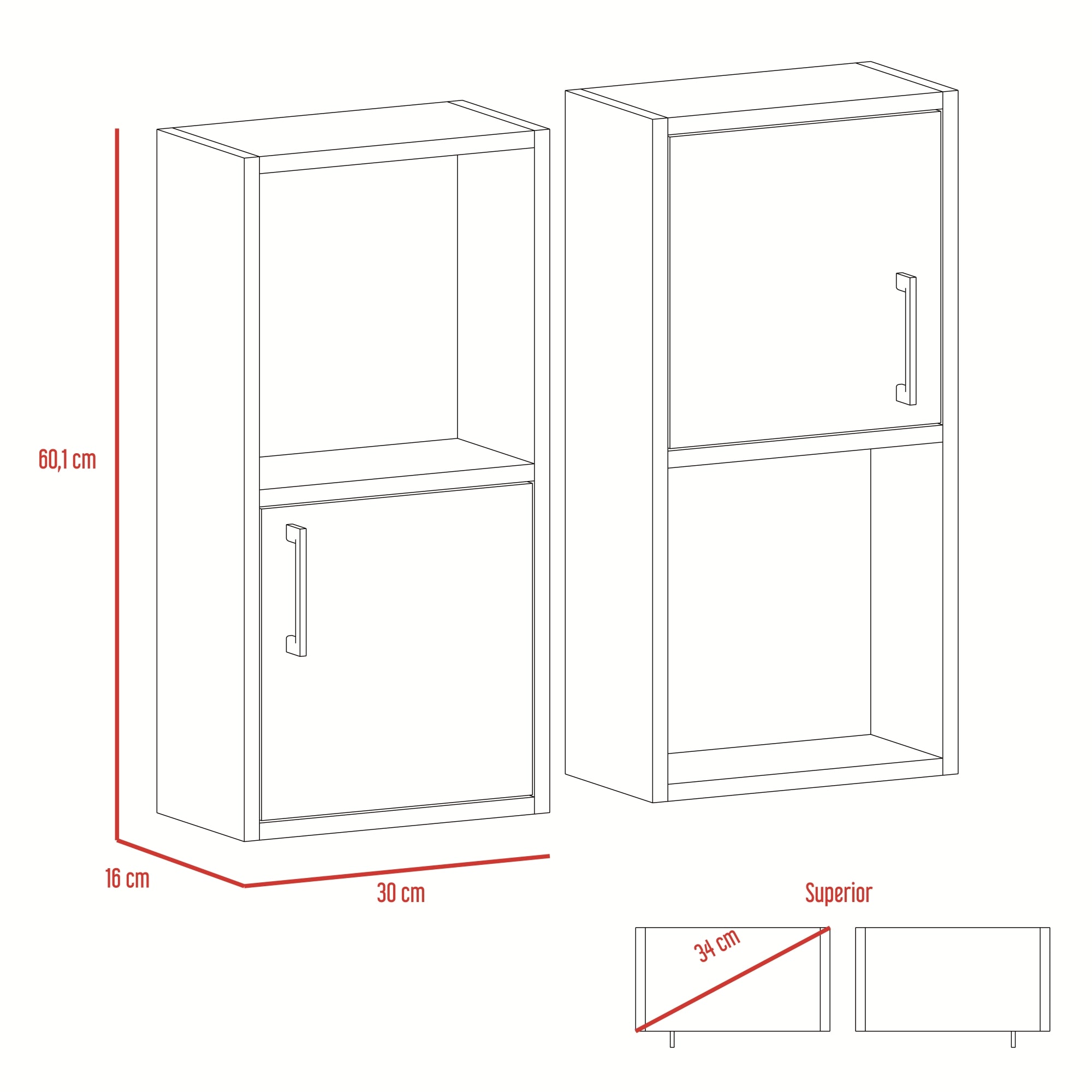 ORGANIZADOR FMFURNITURE MUEBLE BAÑO CON 1 PUERTA X2 UNIDADES FM 001B BLANCO - 7