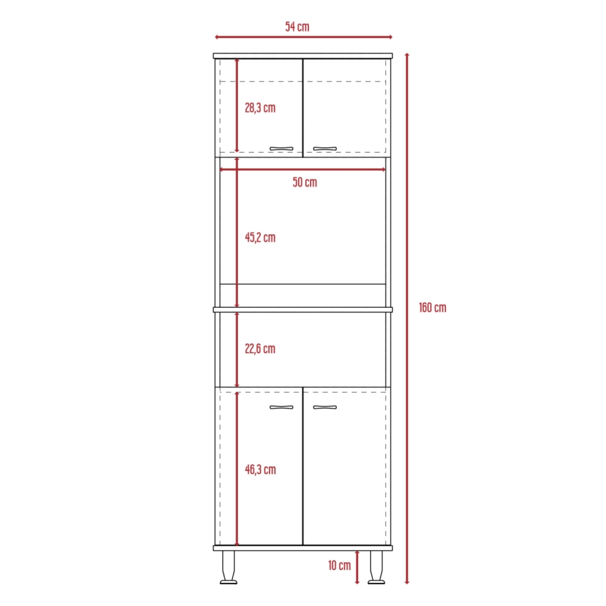 MUEBLE COCINA FMFURNITURE MICROONAD 4 PUERTAS FM-011B BLANCO Y NEGRO - 3