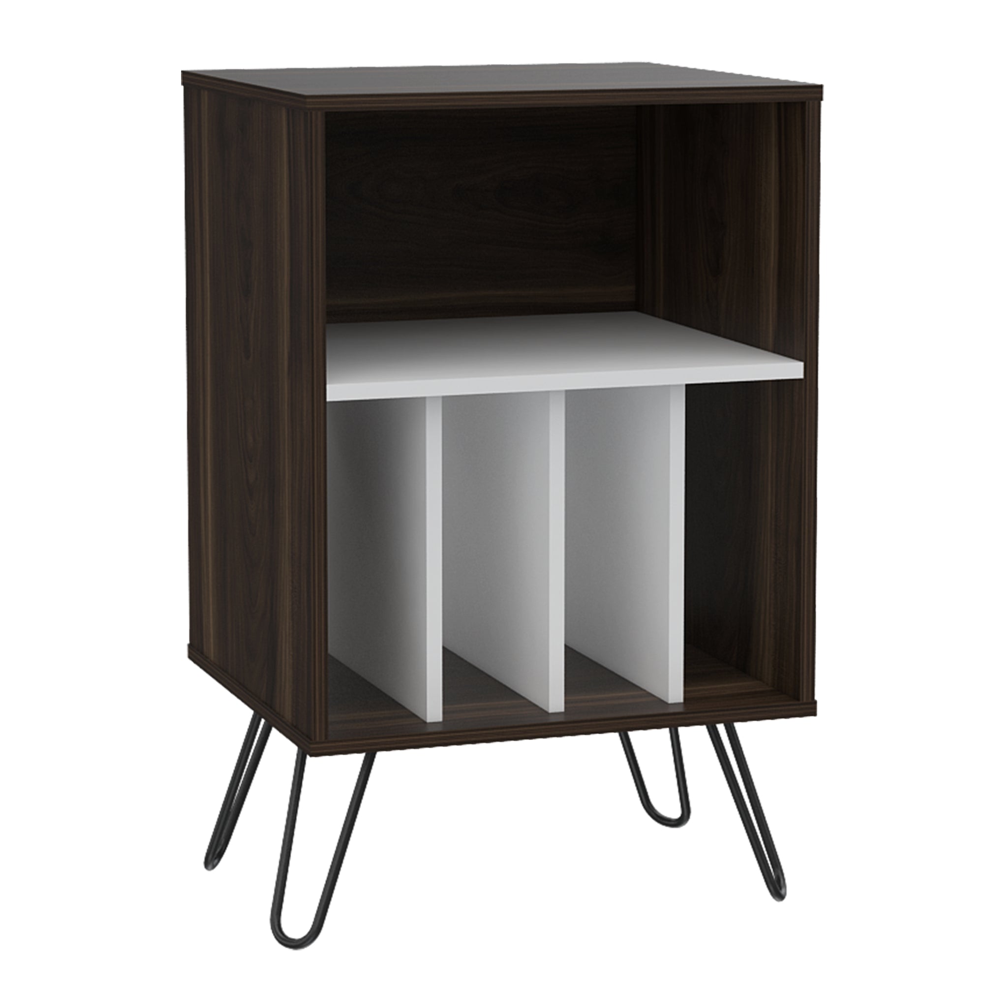 MESA AUXILIAR CON ENTREPAÑOS FM-001O CAFÉ OSCURO Y BLANCO - 1