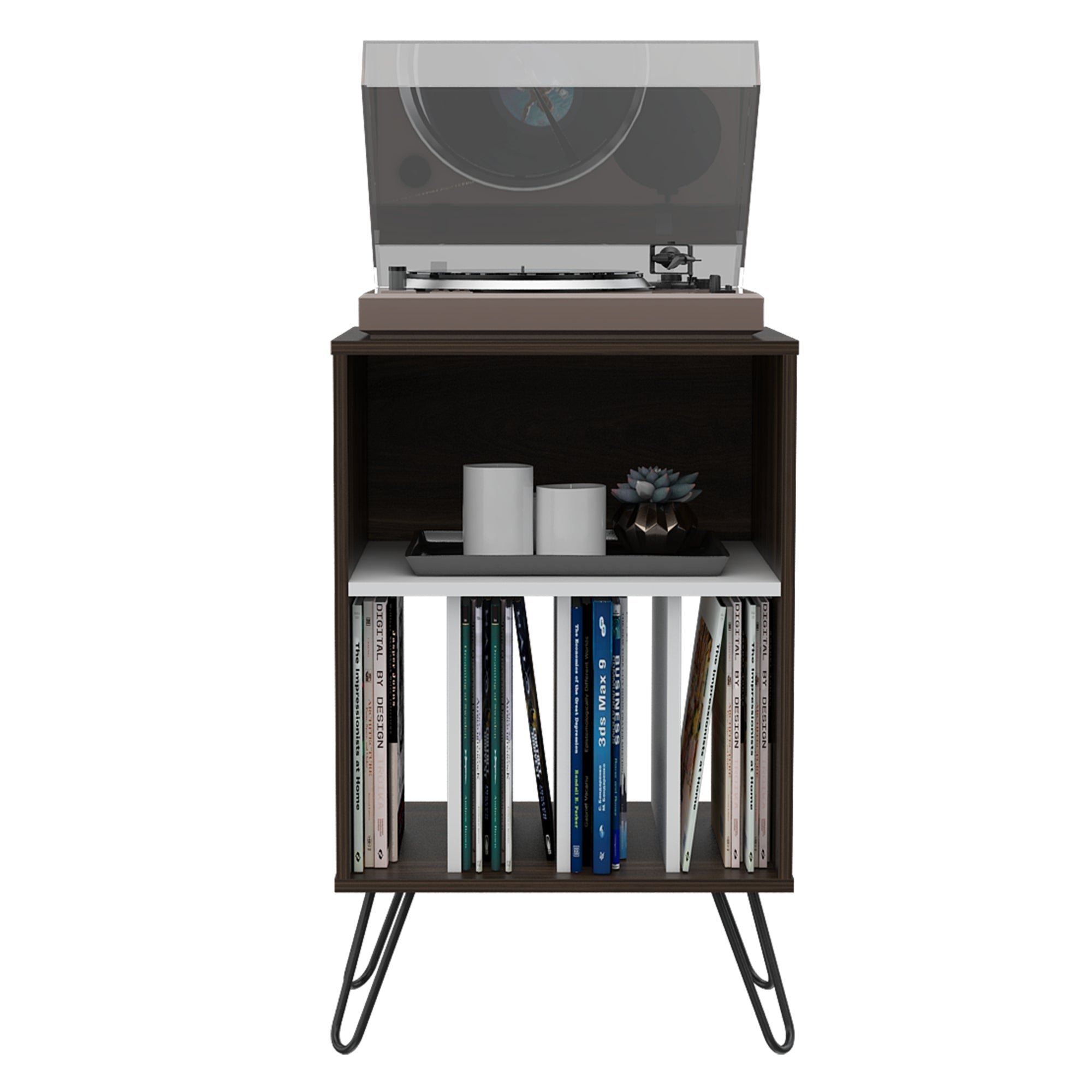 MESA AUXILIAR CON ENTREPAÑOS FM-001O CAFÉ OSCURO Y BLANCO - 3