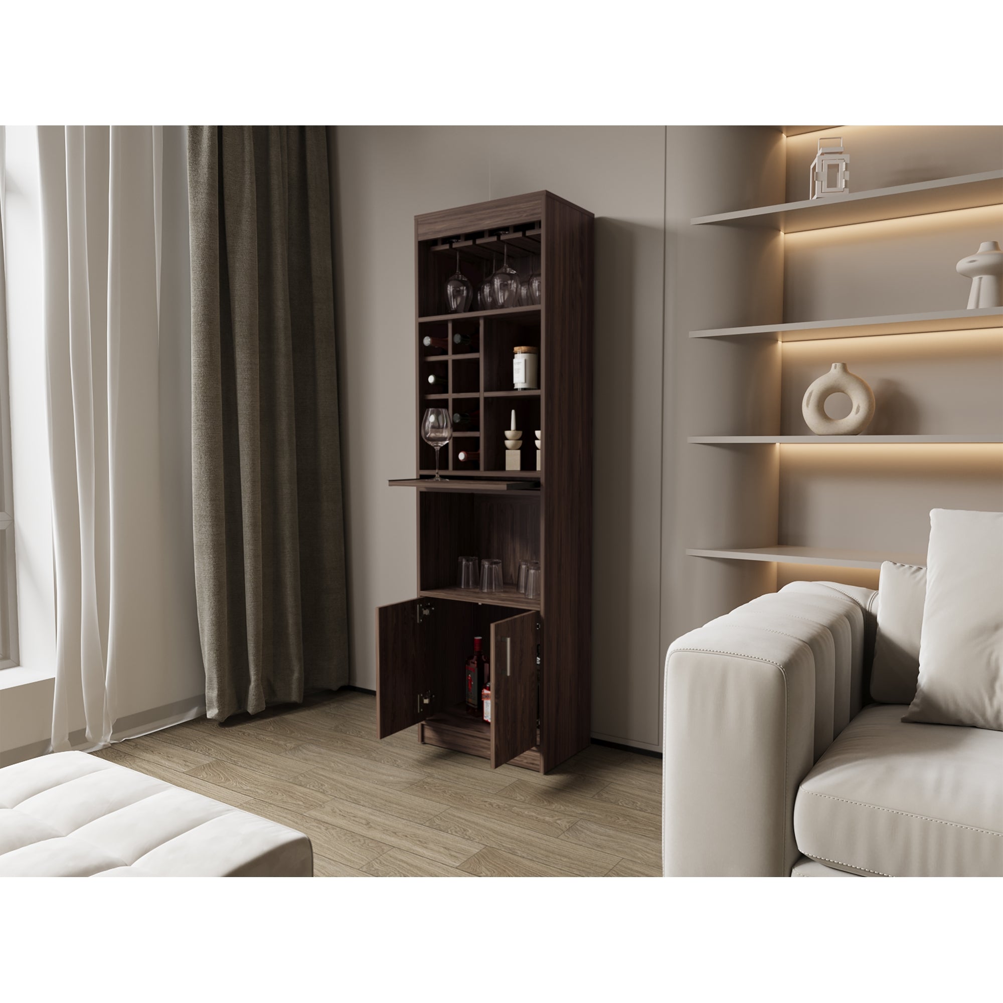 BAR ALTO 8 BOTELLEROS REPISA EXTENSIBLE FM-011O  CAFÉ OSCURO - 2