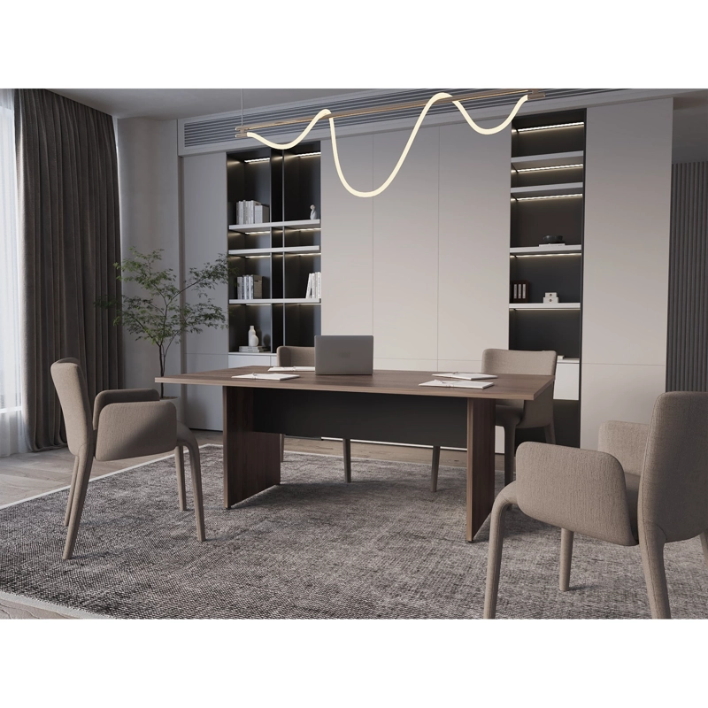MESA DE REUNION 75X200X100 CM FM-054N - NEGRO Y CAFE OSCURO - 7