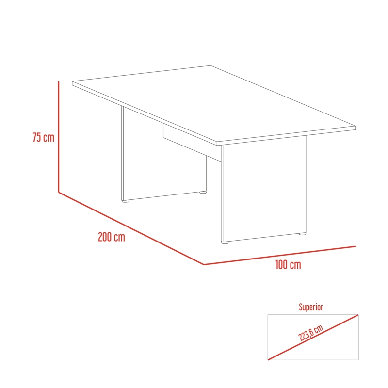 MESA DE REUNION 75X200X100 CM FM-054N - NEGRO Y CAFE OSCURO - 8