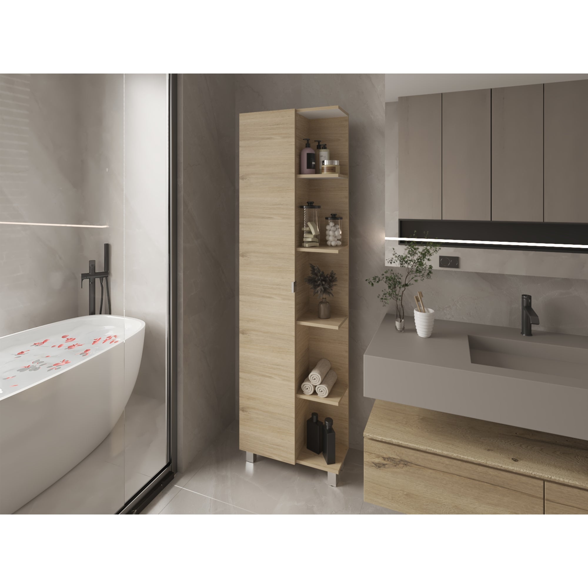 MUEBLE BAÑO 1 PUERTA FM-002C CAFÉ CLARO - 10