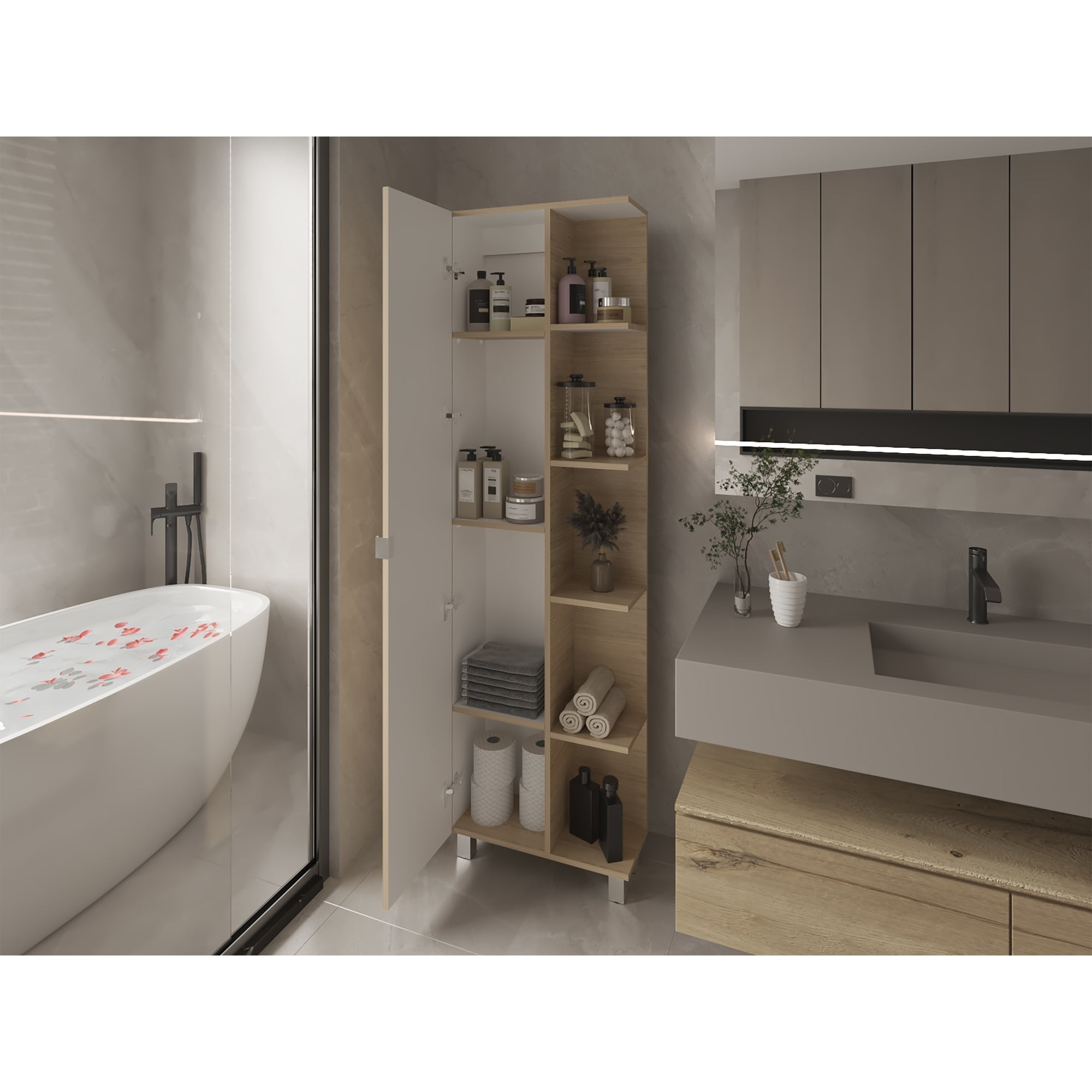 MUEBLE BAÑO 1 PUERTA FM-002C CAFÉ CLARO - 11
