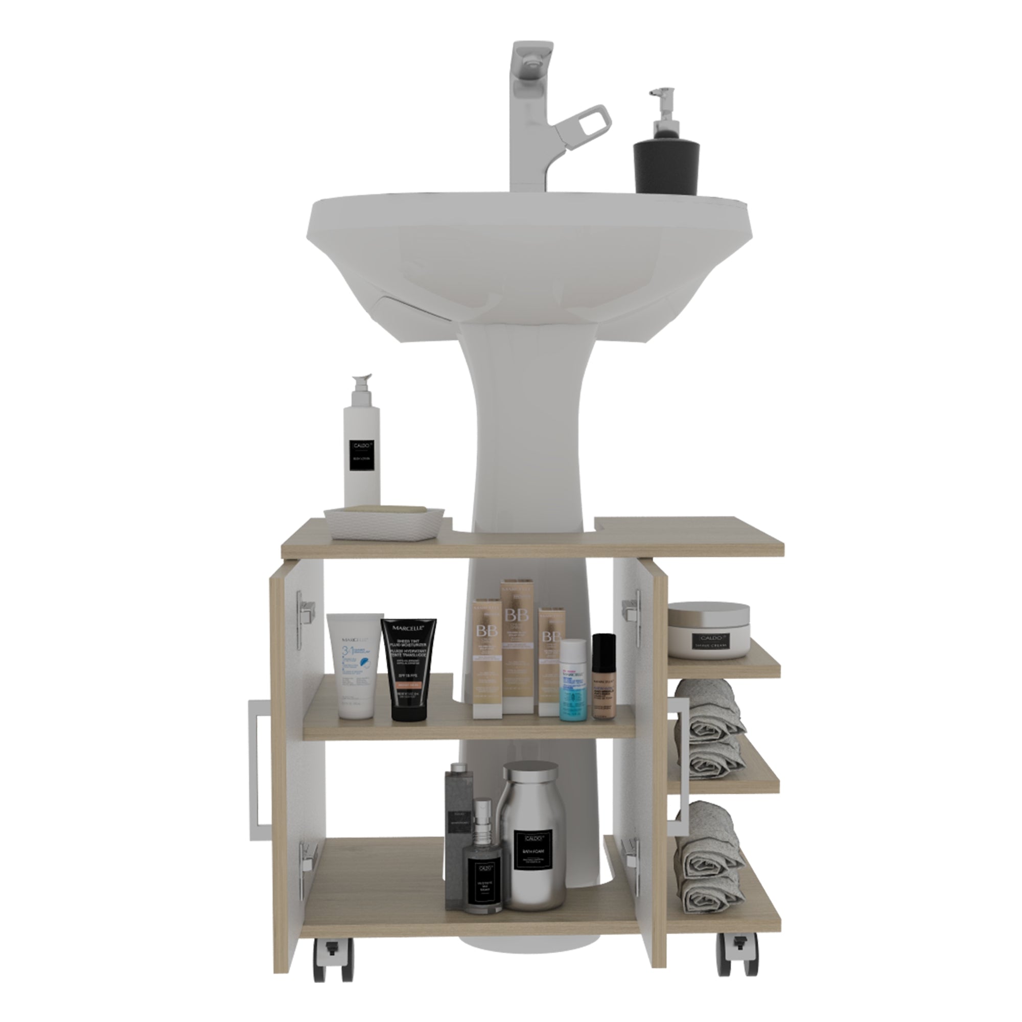 MUEBLE BAÑO FMFURNITURE 2 PUERTAS FM-003C CAFÉ CLARO - 3