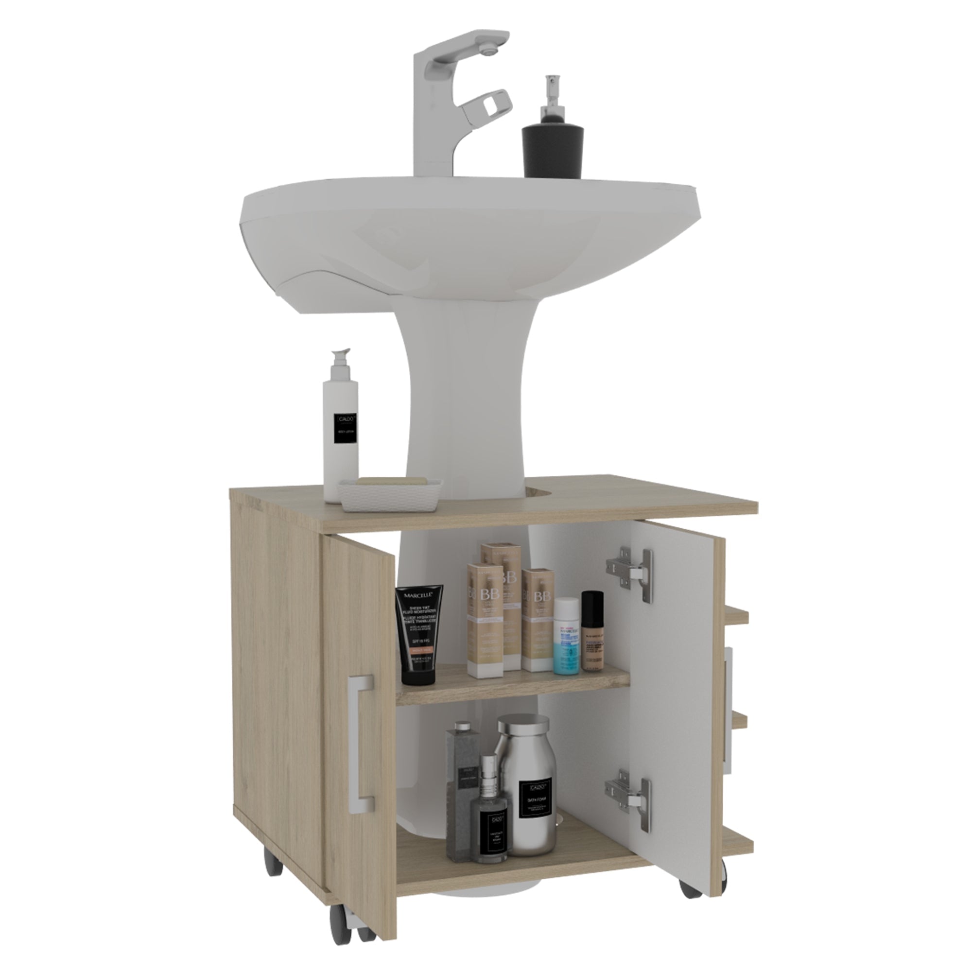 MUEBLE BAÑO FMFURNITURE 2 PUERTAS FM-003C CAFÉ CLARO - 4