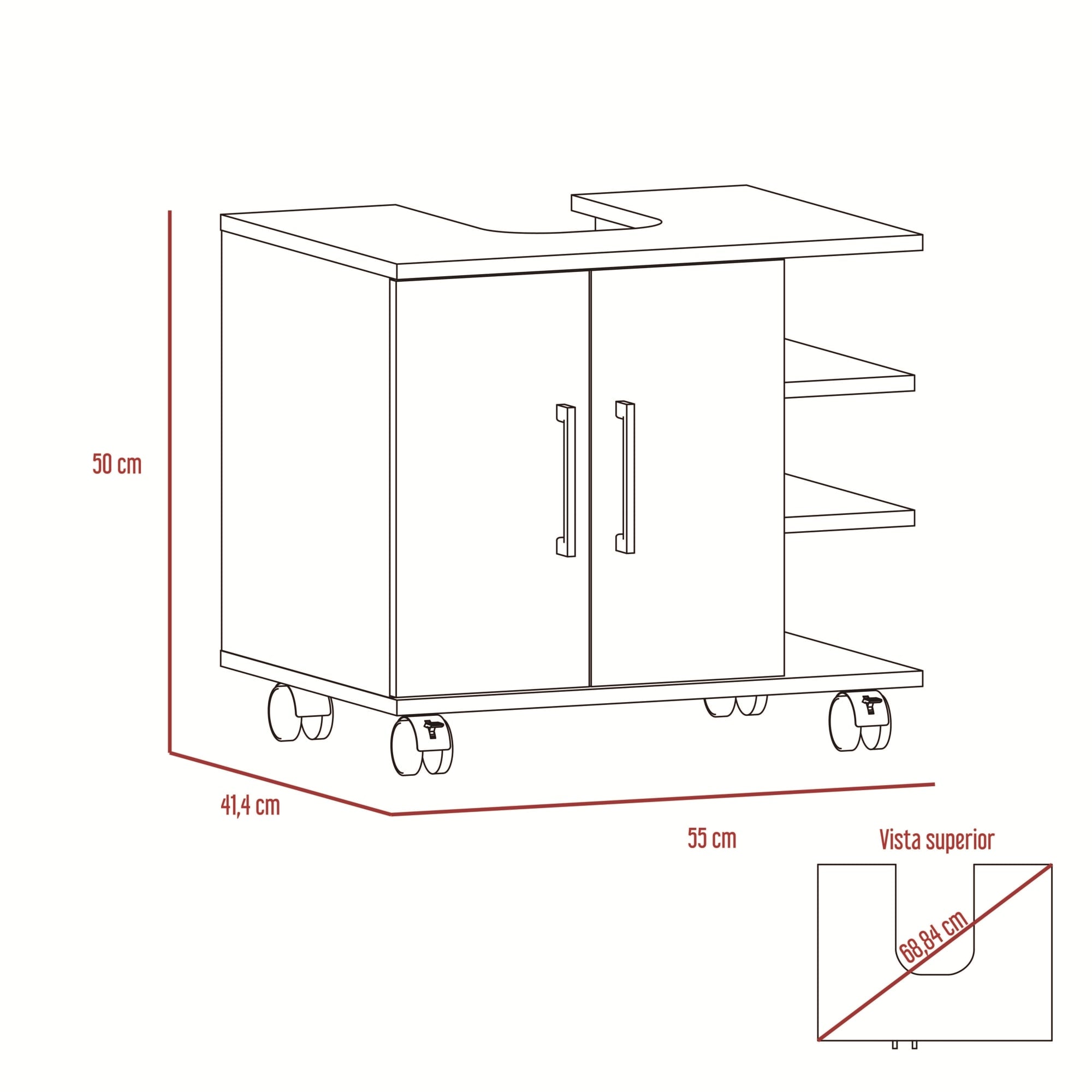 MUEBLE BAÑO FMFURNITURE 2 PUERTAS FM-003C CAFÉ CLARO - 7