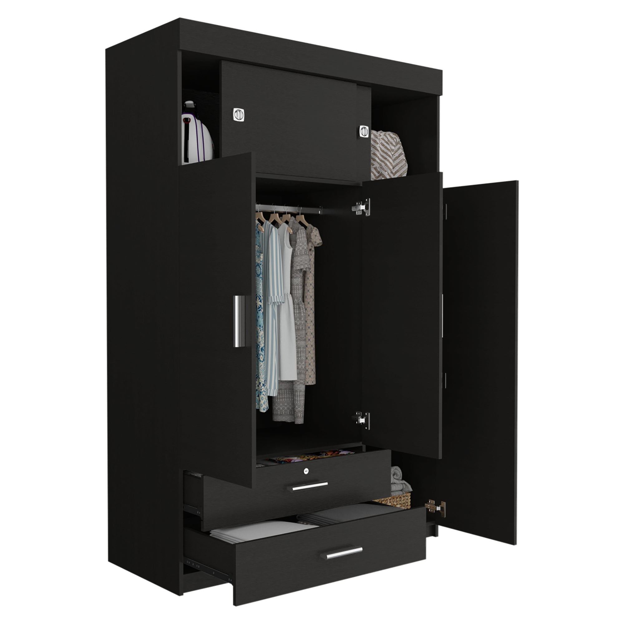 CLOSET 5 PUERTAS 2 CAJONES FM-003N - NEGRO - 4