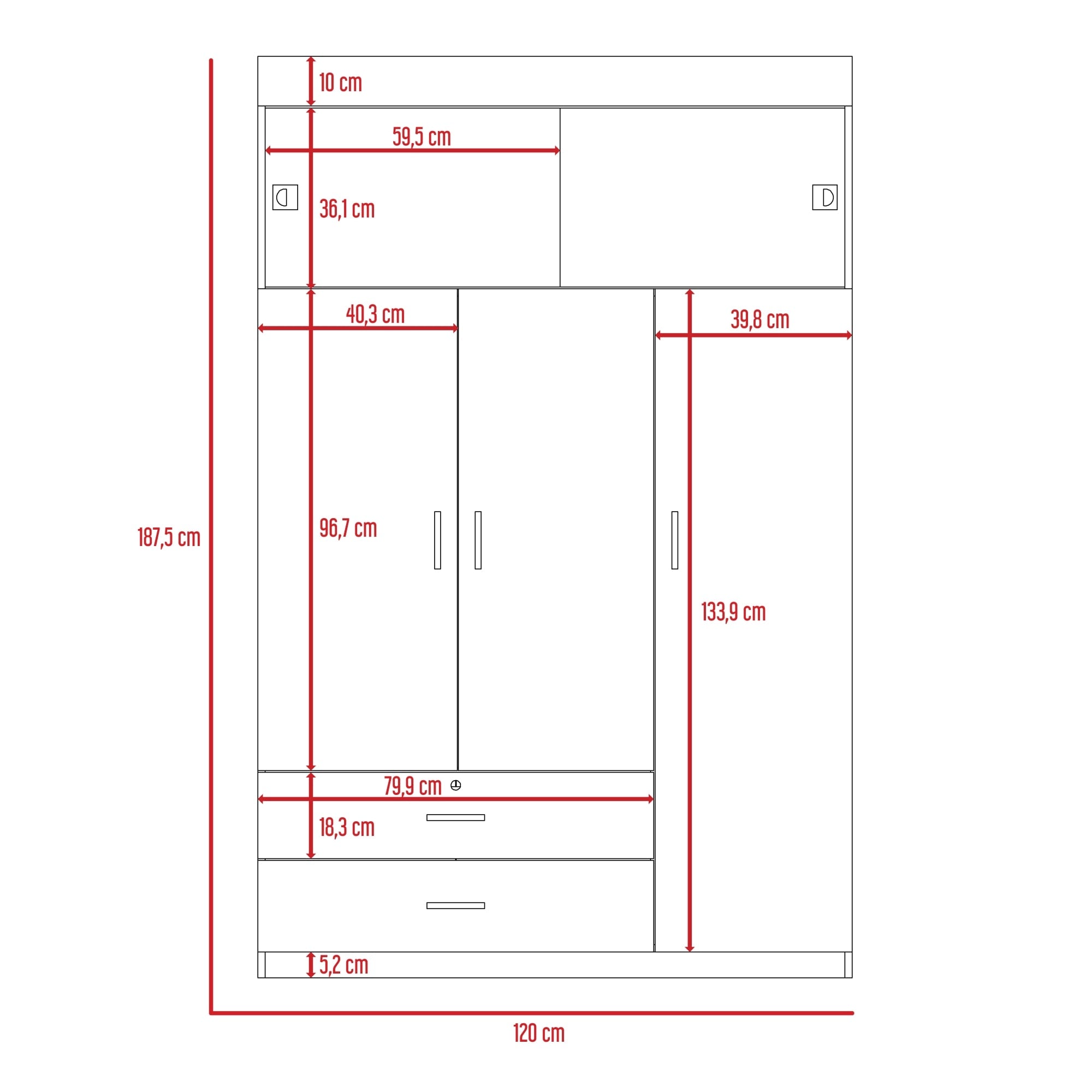 CLOSET 5 PUERTAS 2 CAJONES FM-003N - NEGRO - 8