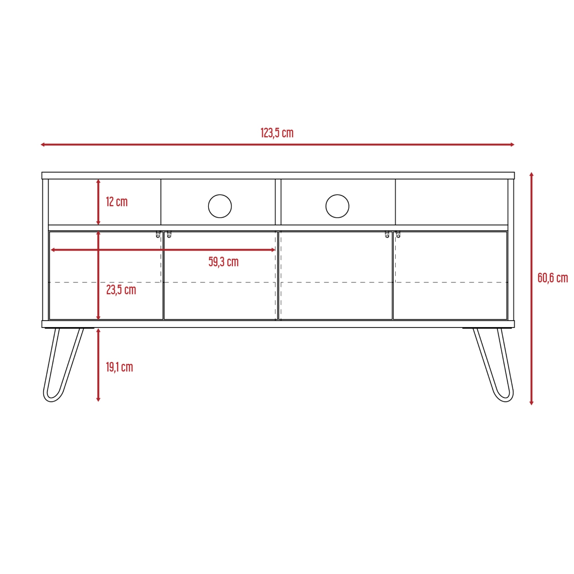 RACK TV 55' CON 2 REPISAS Y 4 PUERTAS FM-006C CAFÉ CLARO Y PLOMO - 3