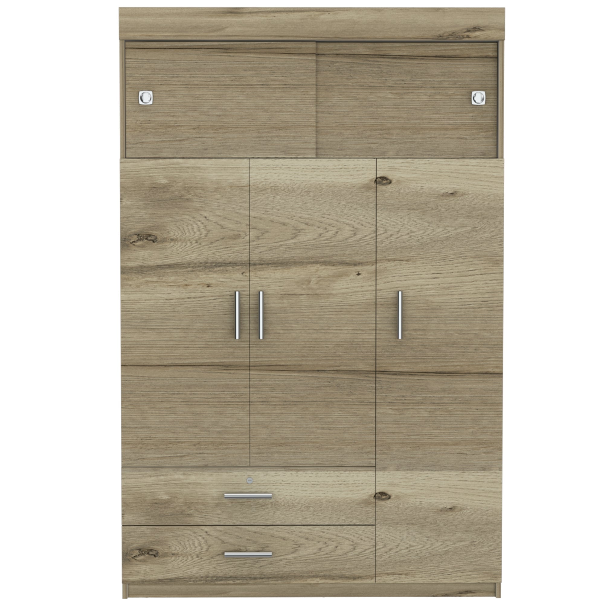 CLOSET 5 PUERTAS 2 CAJONES FM-003C CAFÉ CLARO Y BLANCO - 2