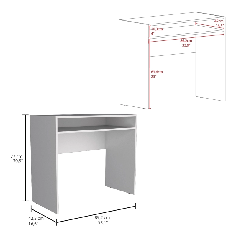 ESCRITORIO 1 REPISA 89,2X77X42,3 CM FM-053B BLANCO - 6