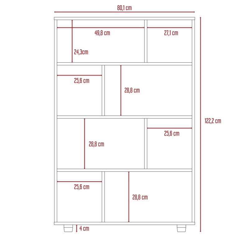 BIBLIOTECA MODULAR 8 REPISAS  FM-011G GRIS - 7
