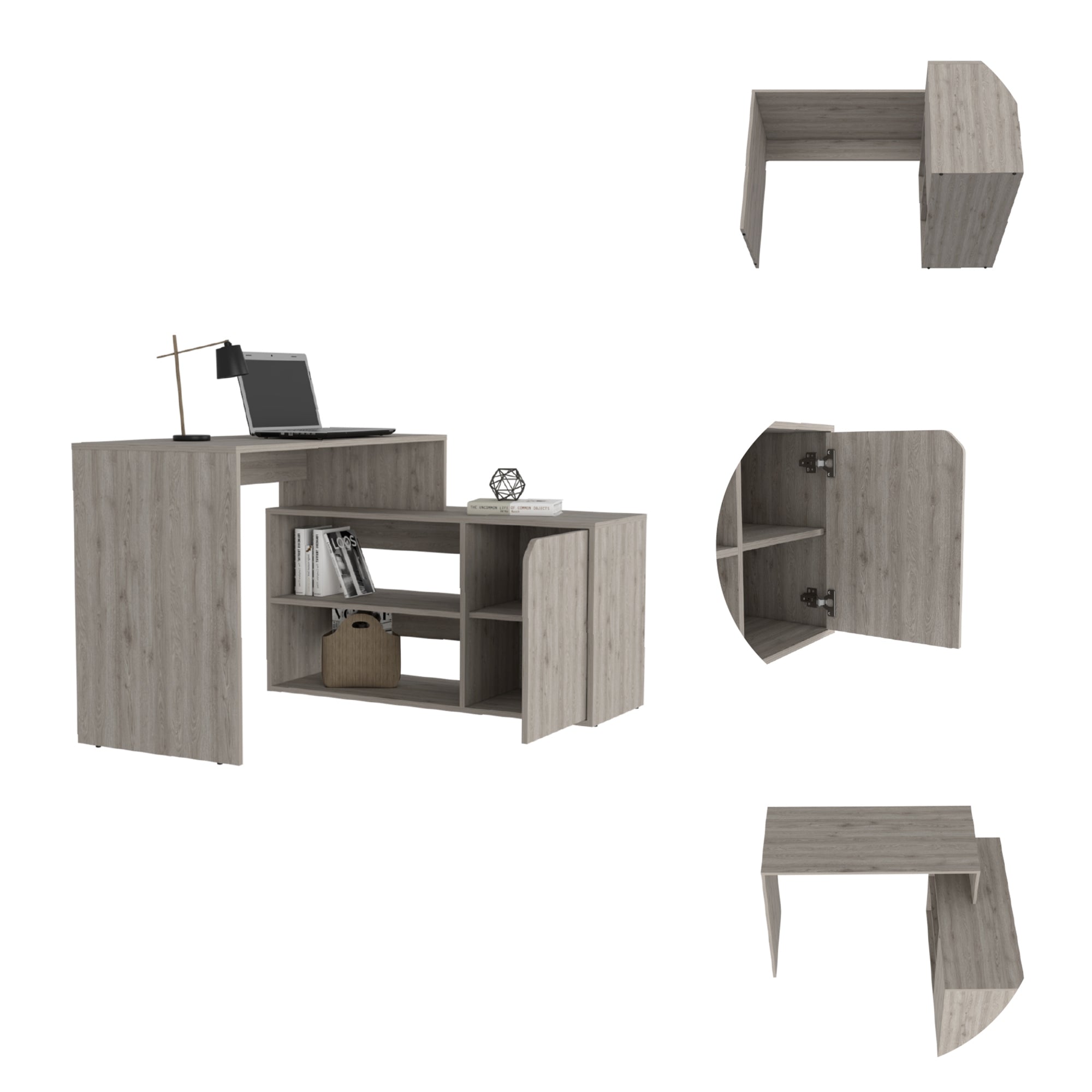 ESCRITORIO EN L 1 PUERTA 116,6X100X73,6 CM FM-033G GRIS - 5