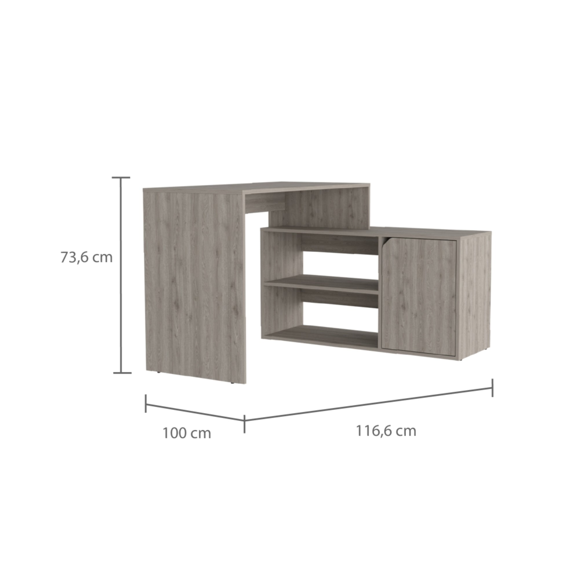 ESCRITORIO EN L 1 PUERTA 116,6X100X73,6 CM FM-033G GRIS - 8