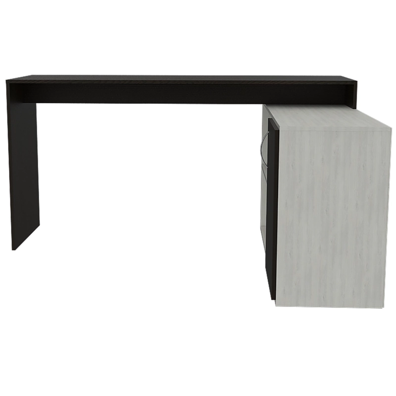ESCRITORIO EN L 1 PUERTA Y ESTANTES  FM-032B BLANCO Y NEGRO - 2