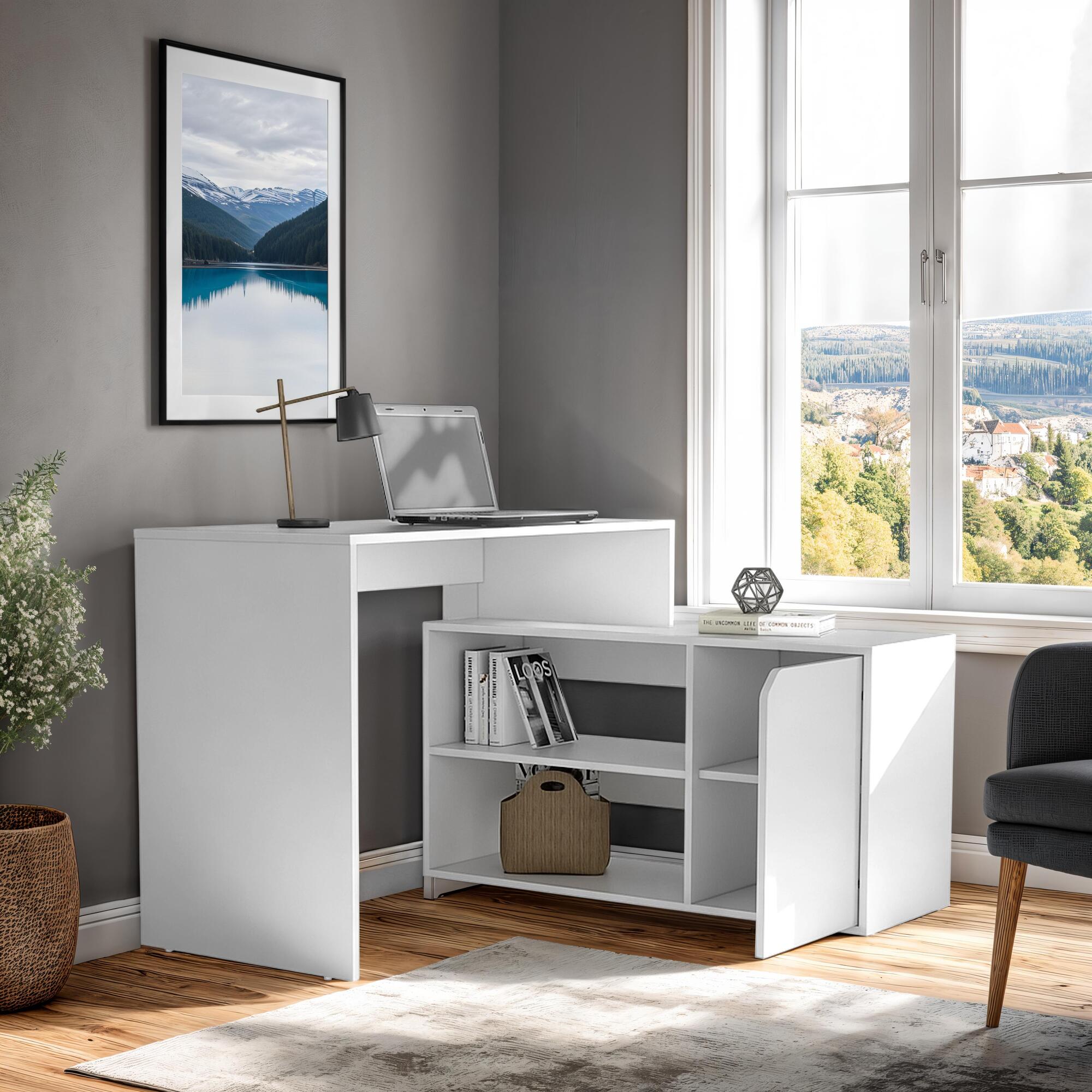ESCRITORIO EN L 1 PUERTA 116,6X100X73,6 CM FM-033B BLANCO - 7