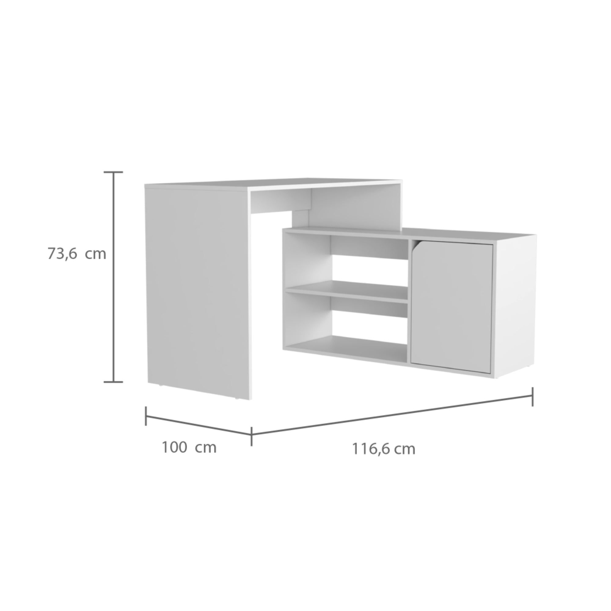 ESCRITORIO EN L 1 PUERTA 116,6X100X73,6 CM FM-033B BLANCO - 8