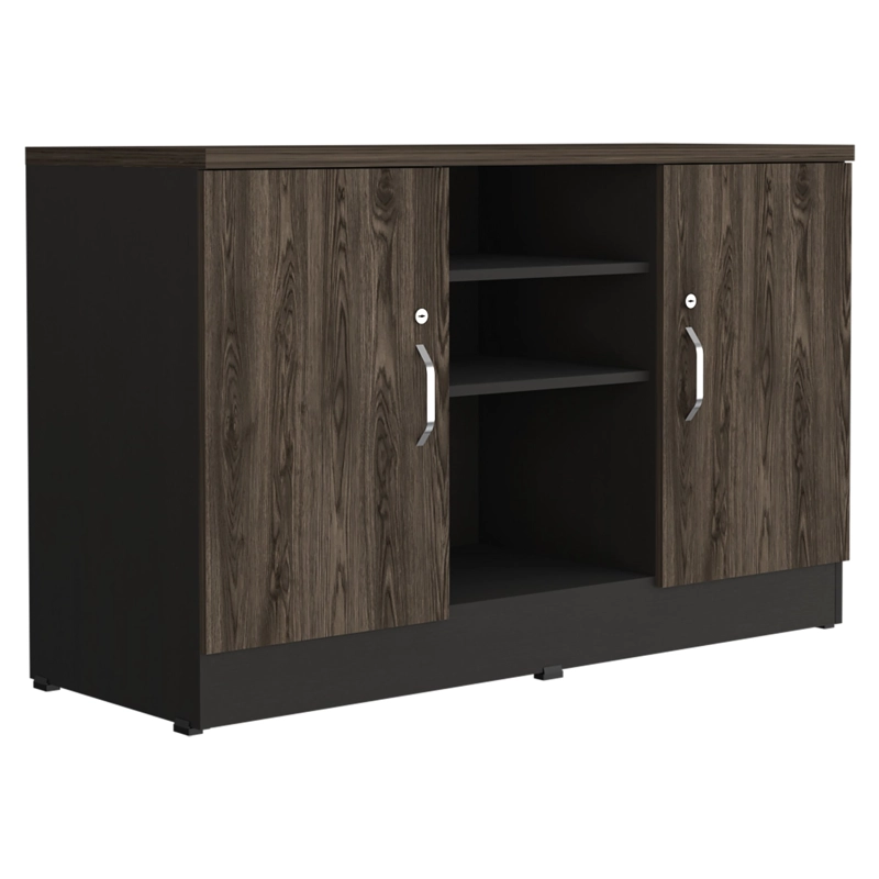 BIFFET 2 PUERTAS  FM-001N NEGRO Y CAFÉ OSCURO - 1