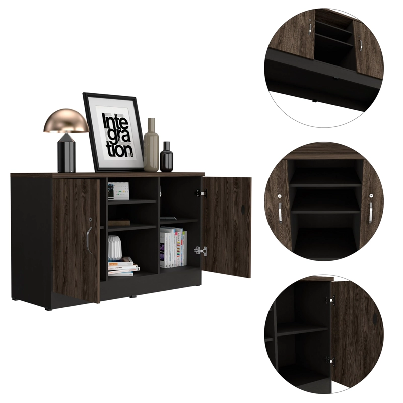 BIFFET 2 PUERTAS  FM-001N NEGRO Y CAFÉ OSCURO - 6
