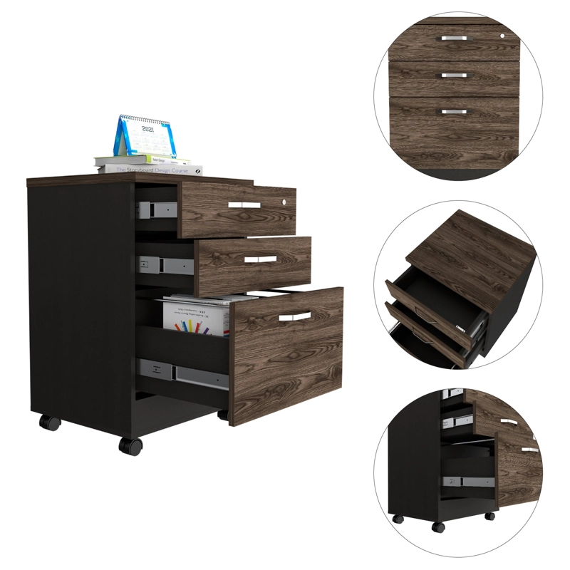 CAJONERA CON RUEDAS FM-003N NEGRO Y CAFÉ OSCURO - 6