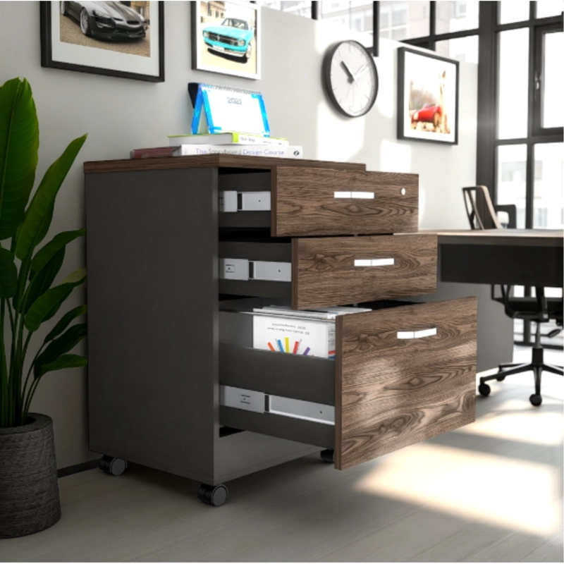 CAJONERA CON RUEDAS FM-003N NEGRO Y CAFÉ OSCURO - 7