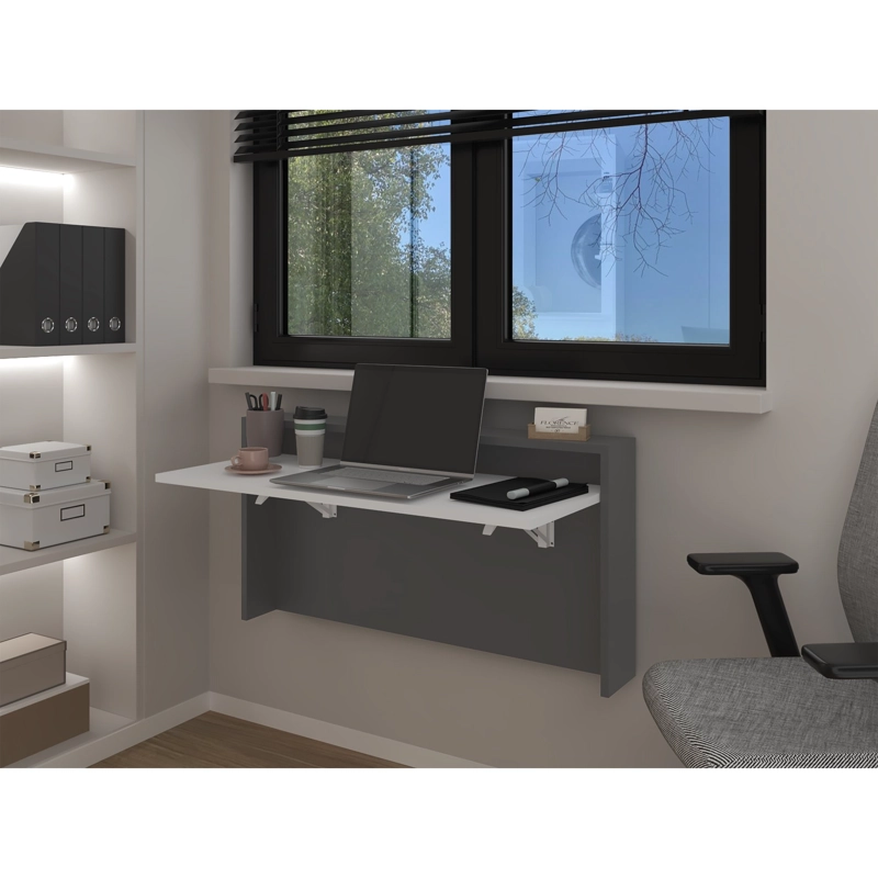 ESCRITORIO ABATIBLE DE PARED FM-040B BLANCO Y PLOMO - 6