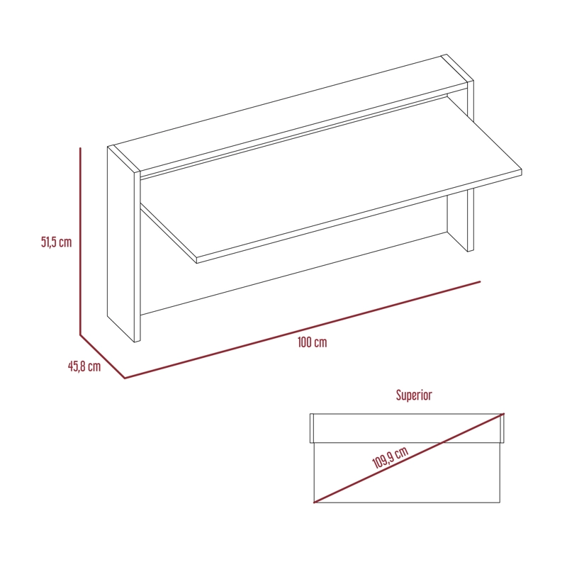 ESCRITORIO ABATIBLE DE PARED FM-040B BLANCO Y PLOMO - 7