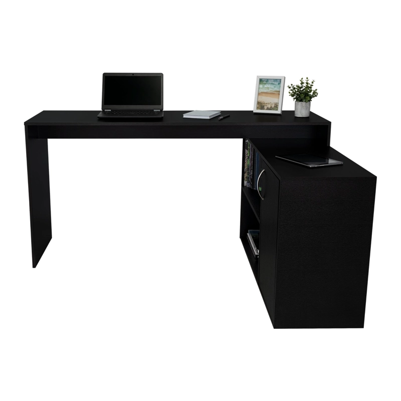 ESCRITORIO EN L 1 PUERTA Y ESTANTES  FM-032N - NEGRO - 5
