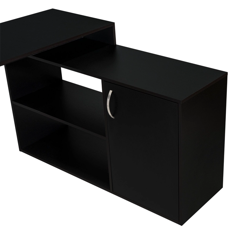 ESCRITORIO EN L 1 PUERTA Y ESTANTES  FM-032N - NEGRO - 6