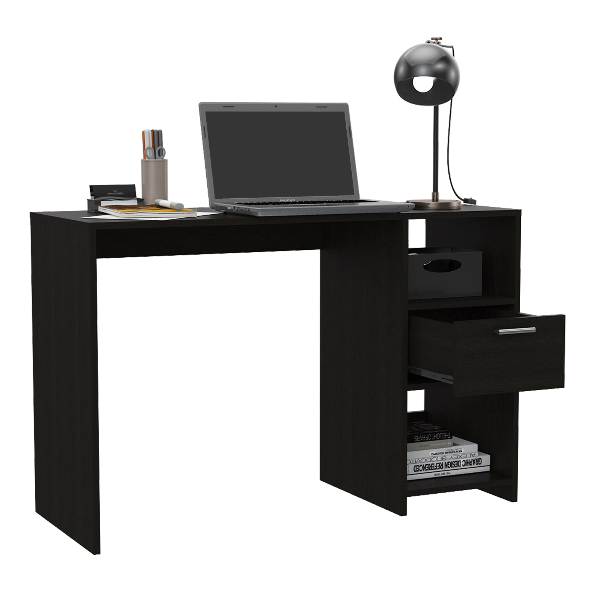 ESCRITORIO 1 CAJON 2 REPISAS FM-021N NEGRO - 3