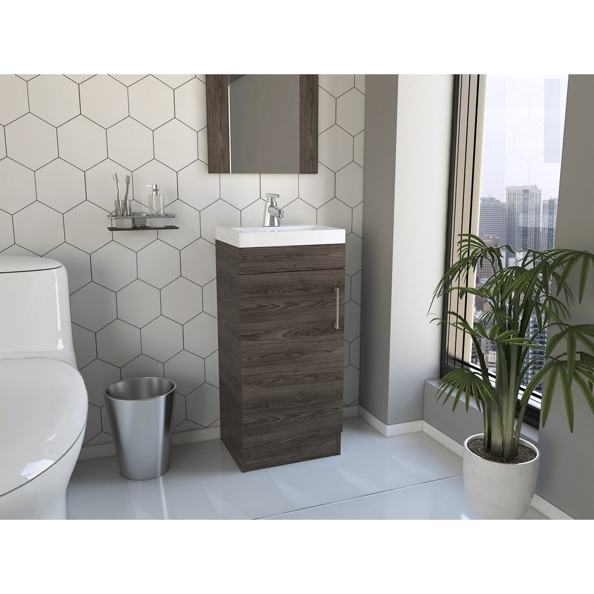 MUEBLE VANITORIO FMFURNITURE PISO 1 PUERTA FM-005O CAFÉ OSCURO - 5
