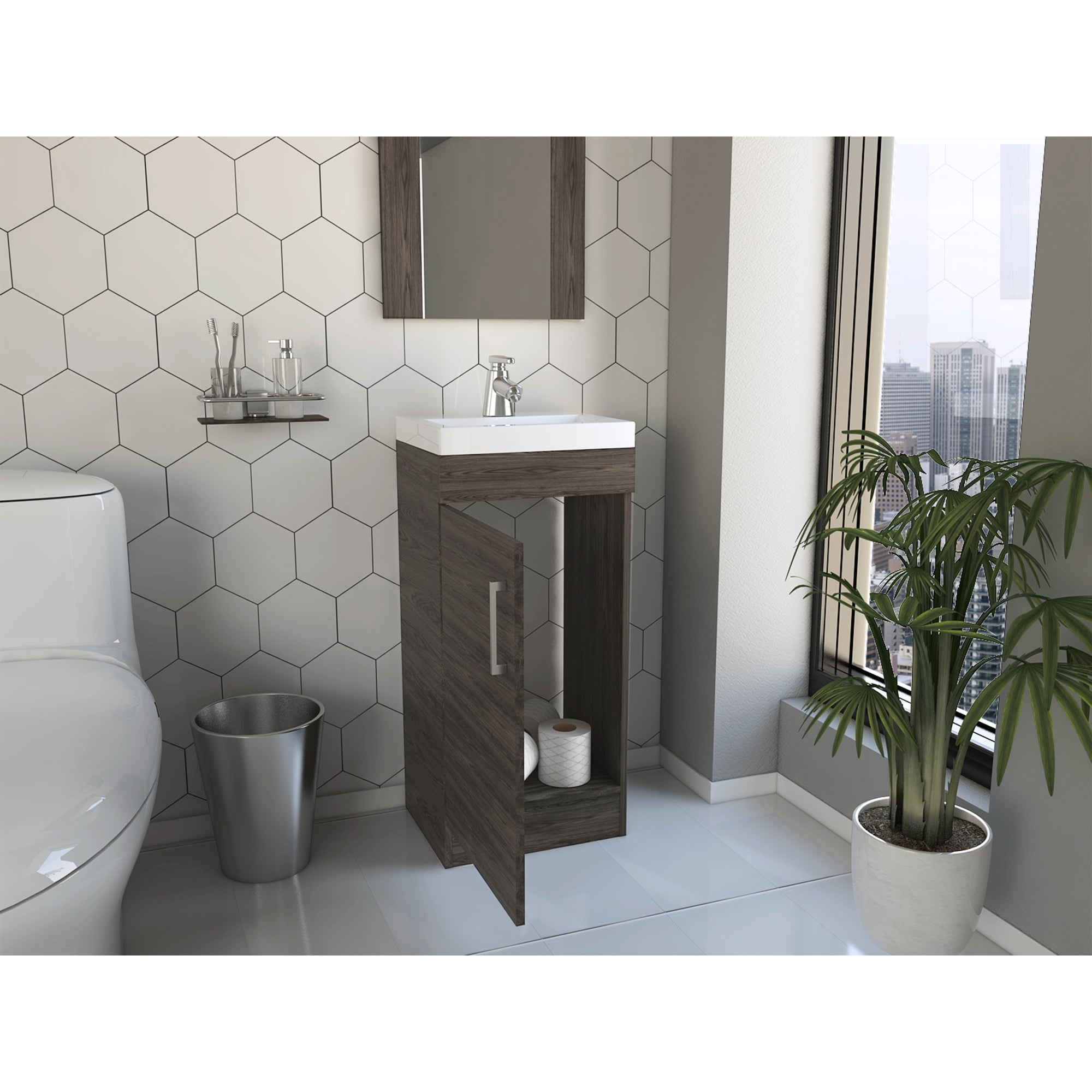 MUEBLE VANITORIO FMFURNITURE PISO 1 PUERTA FM-005O CAFÉ OSCURO - 6