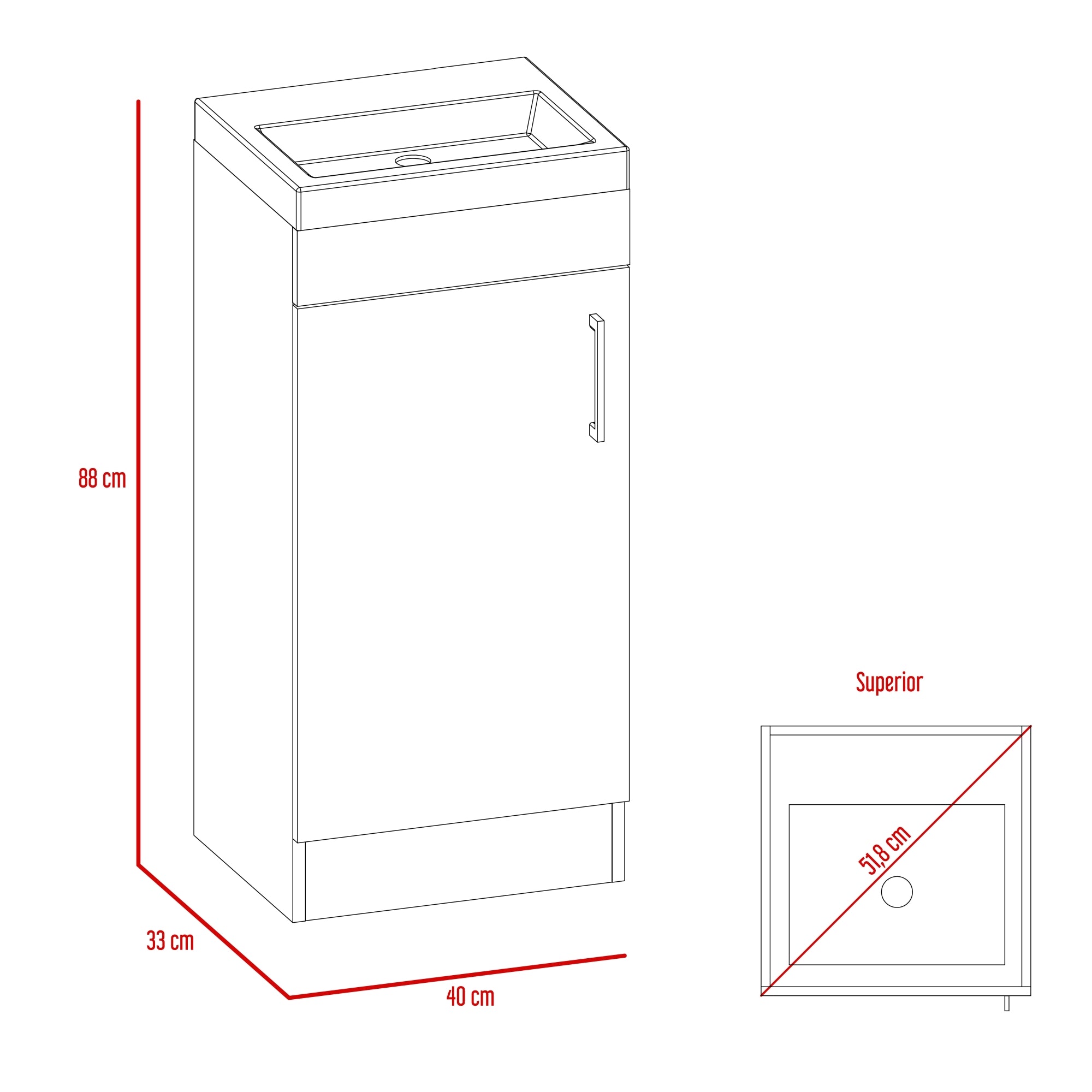 MUEBLE VANITORIO FMFURNITURE PISO 1 PUERTA FM-005O CAFÉ OSCURO - 7