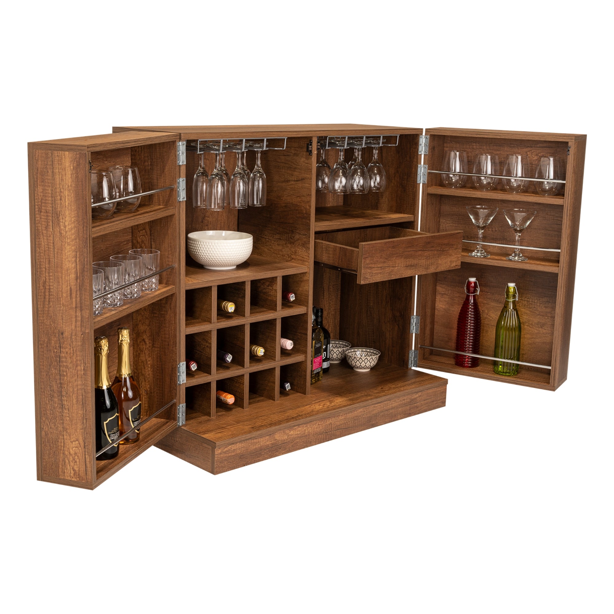 BAR EXTENSIBLE 12 BOTELLEROS 2 PUERTA FM-012O CAFÉ OSCURO - 6