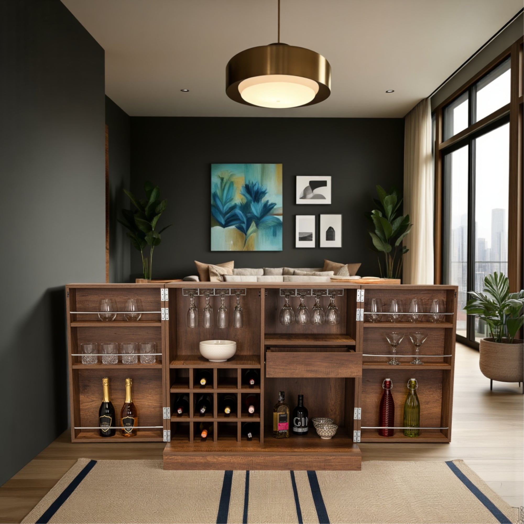 BAR EXTENSIBLE 12 BOTELLEROS 2 PUERTA FM-012O CAFÉ OSCURO - 7