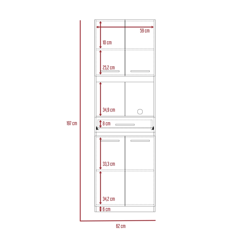 MUEBLE MICROONDAS 4 PUERTAS 1 CAJON FM-003N NEGRO - 4