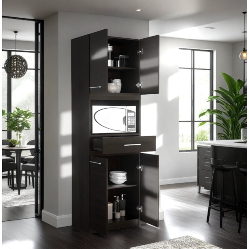 MUEBLE MICROONDAS 4 PUERTAS 1 CAJON FM-003N NEGRO - 9