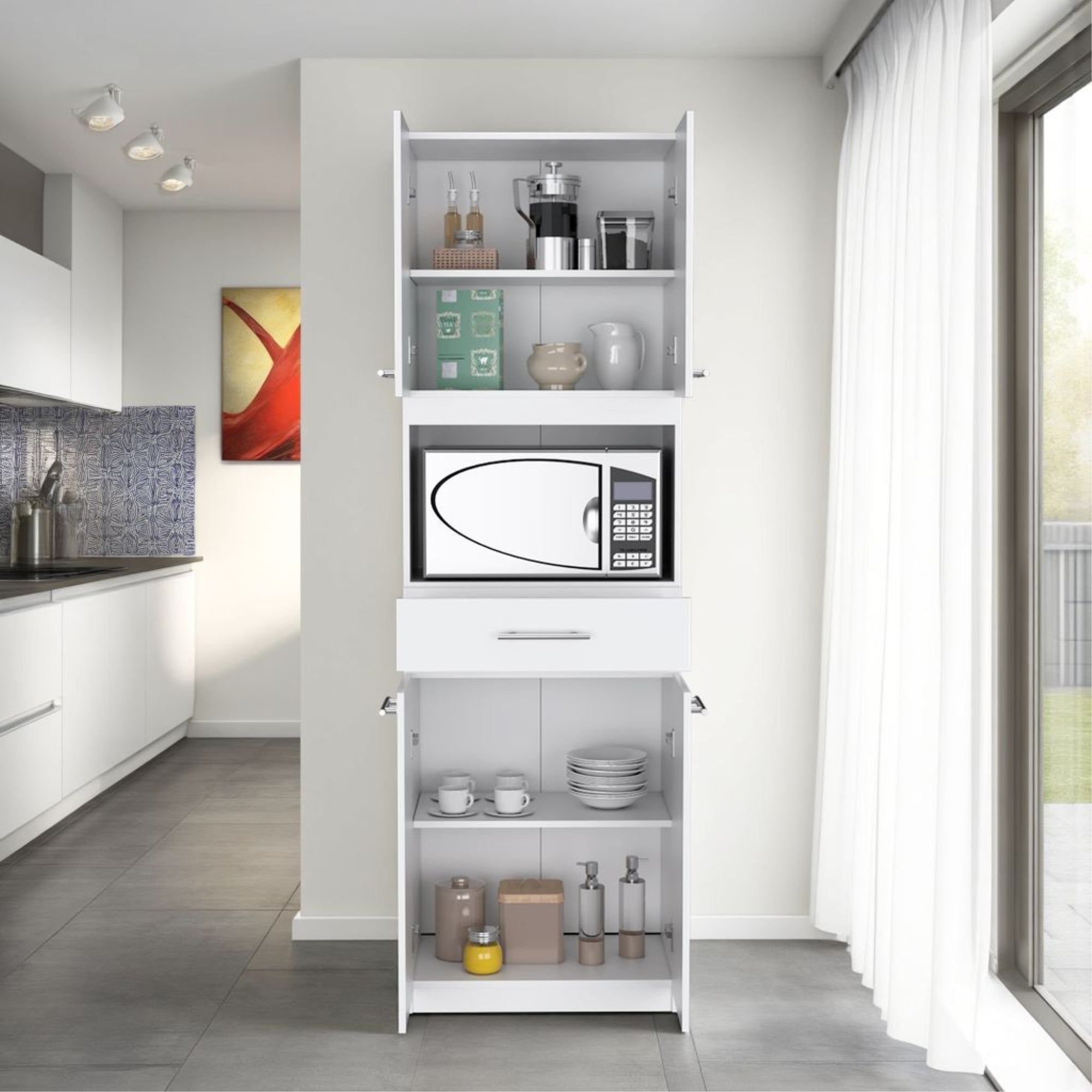 MUEBLE MICROONDAS 4 PUERTAS 1 CAJON FM-003B BLANCO - 9