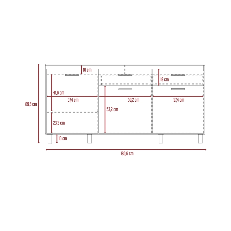 MUEBLE BASE DE COCINA 3 PUERTAS 2 CAJONES FM-003C CAFÉ CLARO - 3