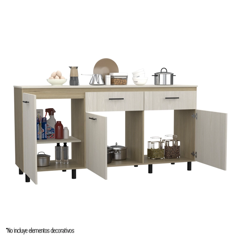 MUEBLE BASE DE COCINA 3 PUERTAS 2 CAJONES FM-003C CAFÉ CLARO - 8