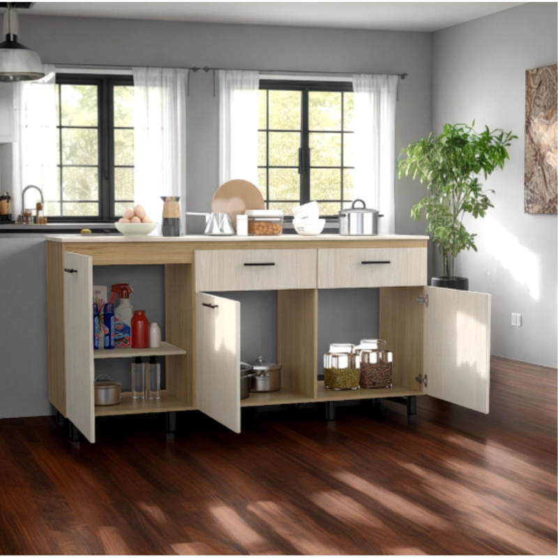 MUEBLE BASE DE COCINA 3 PUERTAS 2 CAJONES FM-003C CAFÉ CLARO - 9