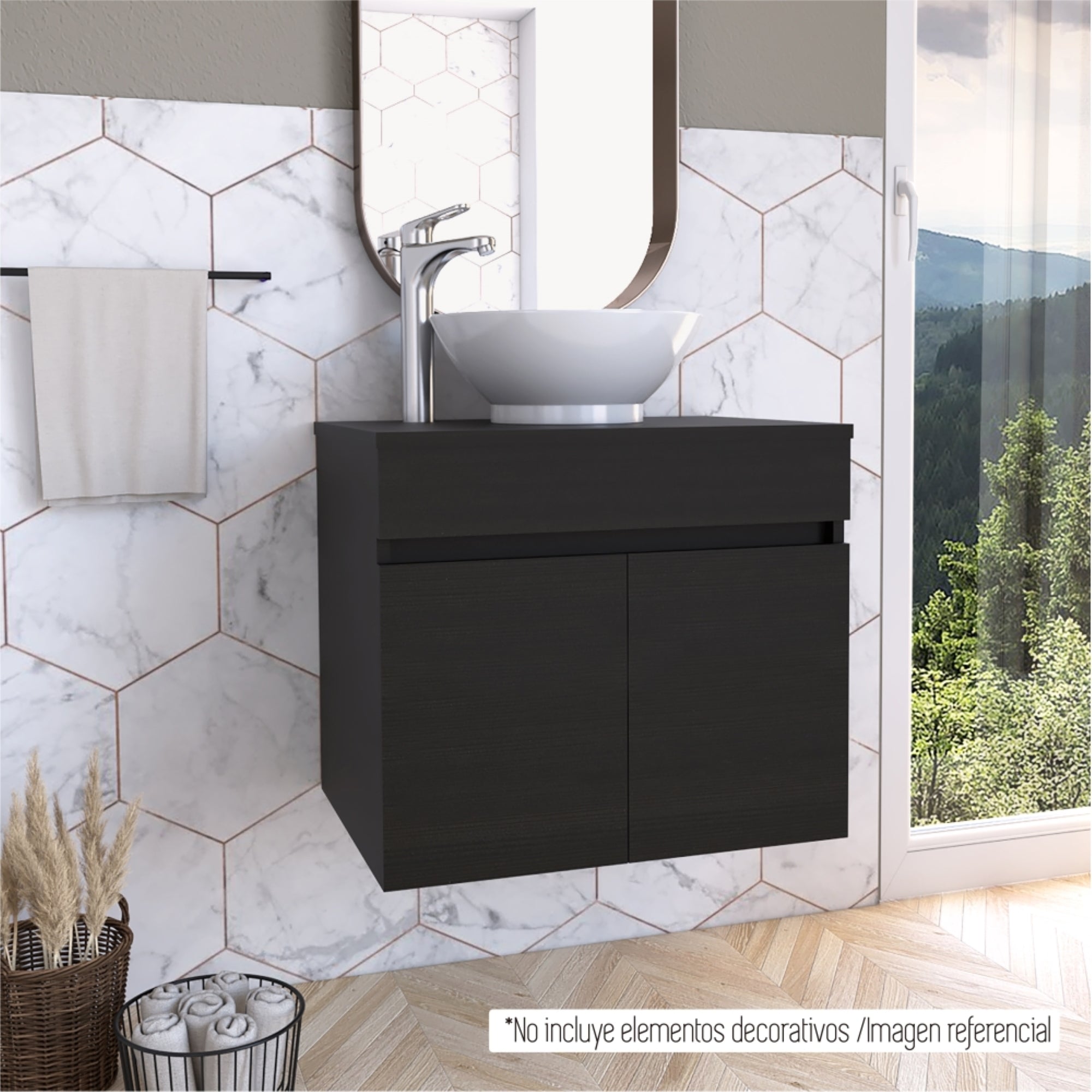 MUEBLE VANITORIO 2 PUERTA FM-001 NEGRO - 11
